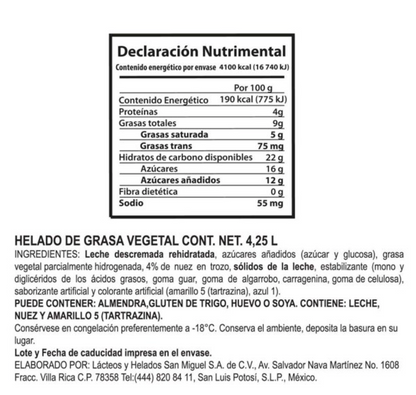 Helado SanMy Sabor Pistache 4,25 l - .