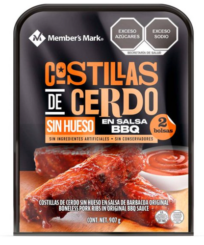 Costillas de Cerdo sin Hueso Member's Mark en Salsa BBQ 907 g - .