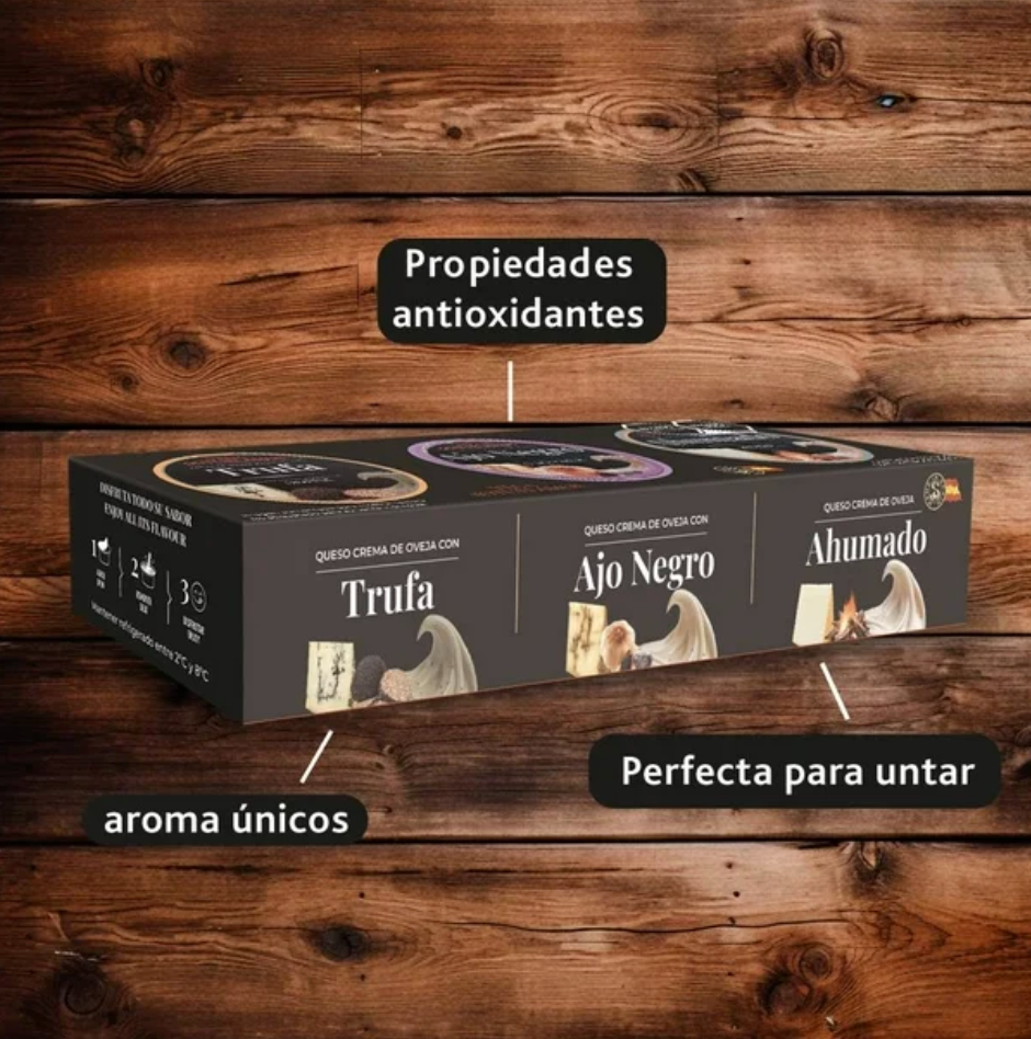 Queso Crema de Oveja Vega Sotuelamos Trufa, Ajo Negro y Ahumado 375 g - .