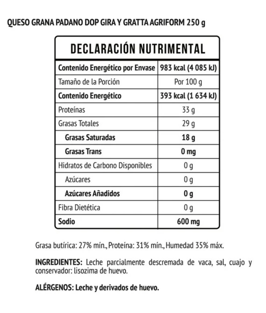 Queso Grana Padano Agriform con Rallador 250 g - .