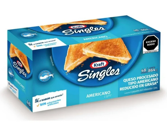 Queso Tipo Americano Kraft Singles Reducido en Grasa 48 Rebanadas - .