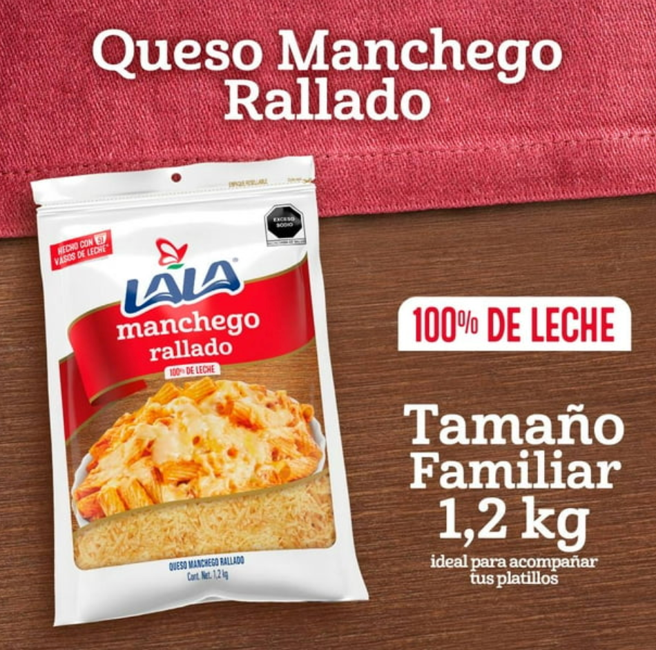 Queso Manchego Lala Rallado 1.2 kg - .