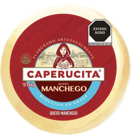 Queso Tipo Manchego Caperucita Reducido en Grasa 1.6 kg - .