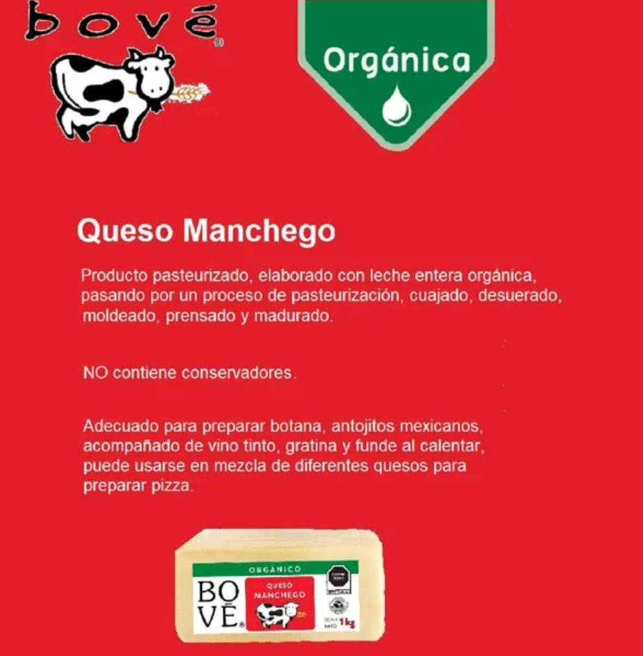 Queso Manchego Orgánico Bové 1 Kg - .