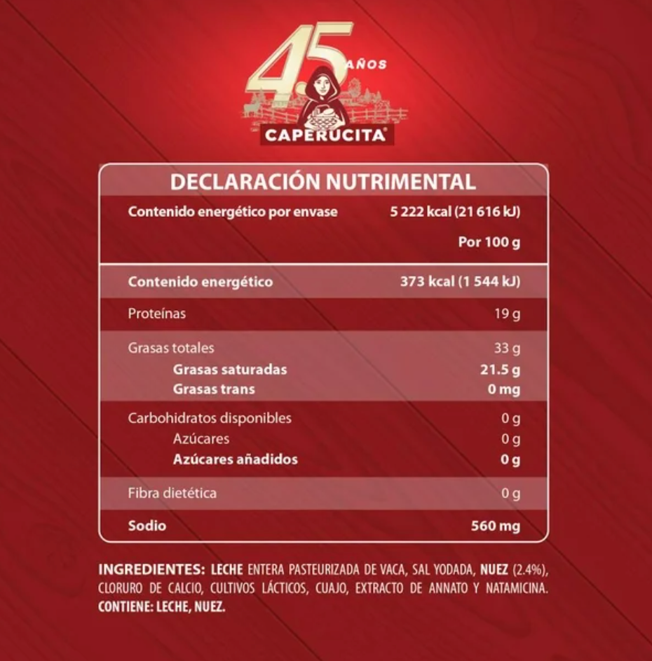 Queso tipo Manchego Caperucita Con Nuez 1.4 kg - .