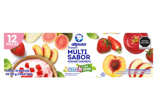 Yoghurt con Fruta Alpura Multisabor 12 pzas de 120 g c/u - .