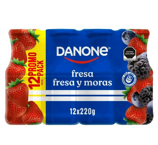 Yoghurt Bebible Danone Fresa y Moras 12 piezas de 220 g - .