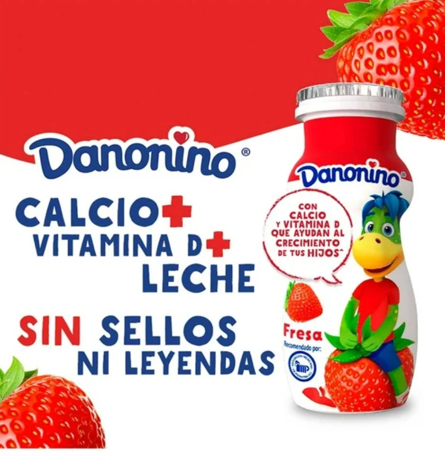 Alimento Lácteo Bebible Danonino Sabor Fresa 24 pzas de 90 g - .