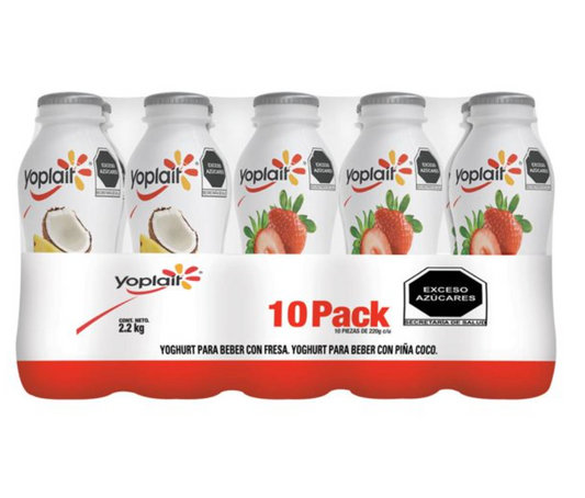 Yoghurt Yoplait con Fresa y con Coco Bebible 10 pzas de 220 g - .