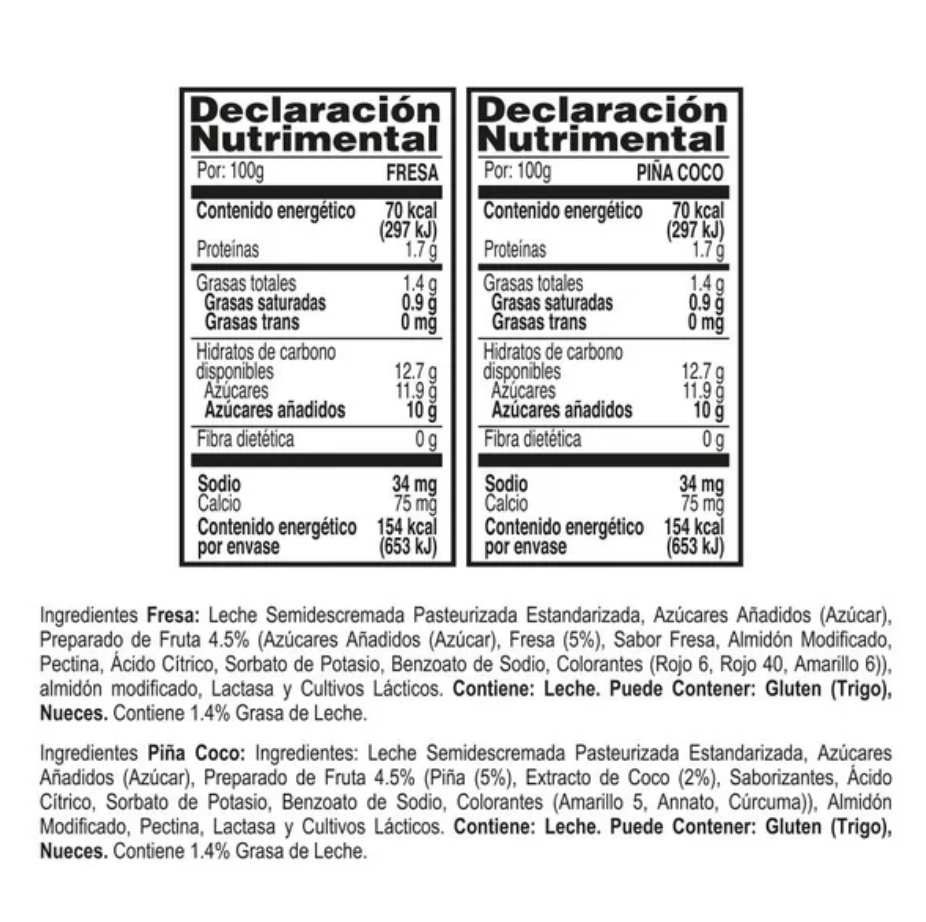 Yoghurt Yoplait con Fresa y con Coco Bebible 10 pzas de 220 g - .