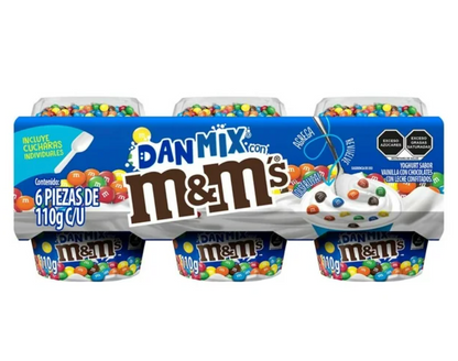 Yoghurt DanMix Vainilla con M&M's 6 pzas de 110 g c/u - .