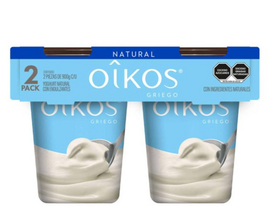 Yoghurt Griego Oikos Natural 2 piezas de 900 gr c/u - .