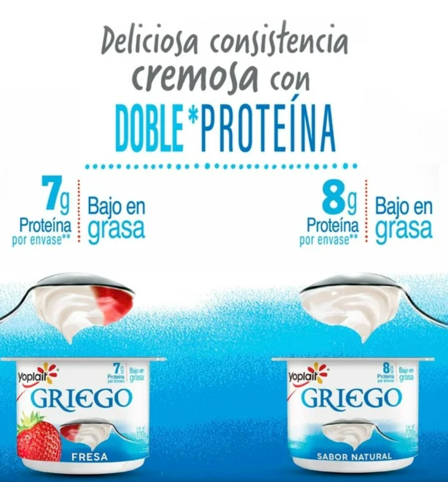 Yoghurt Griego Yoplait 12 pzas de 120 g - .