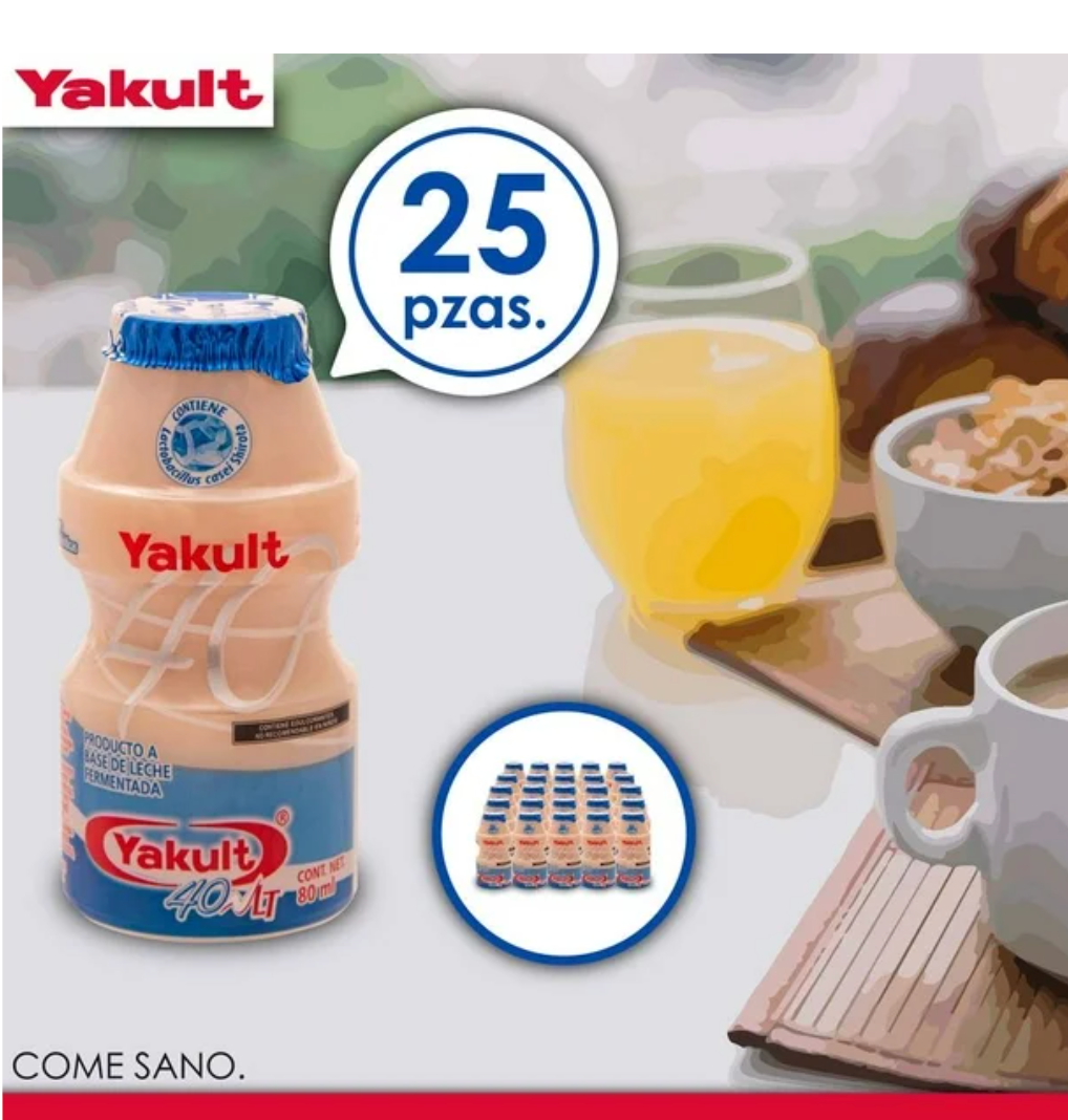 Producto Fermentado Yakult 40 LT 25 pzas de 80 ml c/u -.