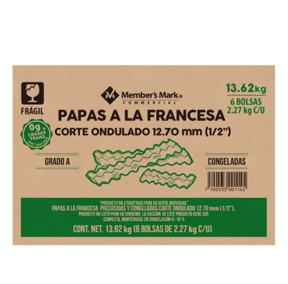 Papas a la Francesa Member's Mark Corte Ondulado 13.62 kg - .