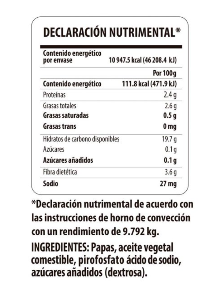 Papas a la Francesa Corte Delgado Member's Mark 12.24 kg - .