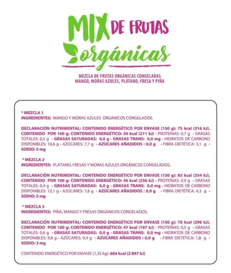 Mix de Frutas Orgánicas Member's Mark 1.35 Kg - .