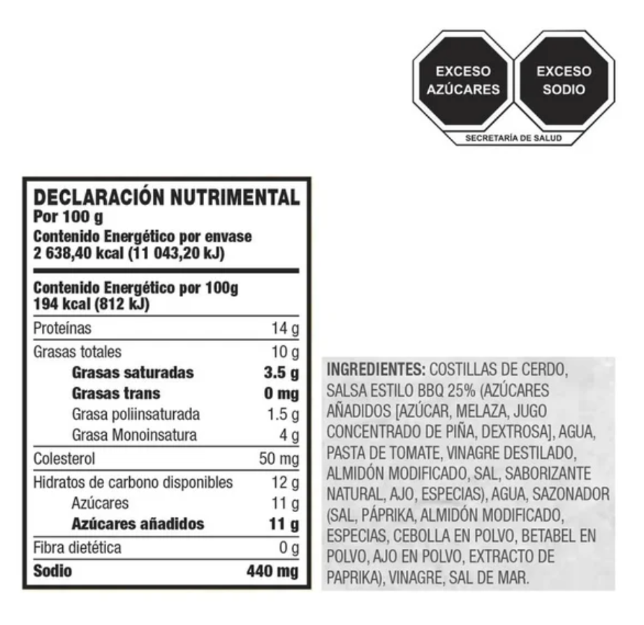 Costillas de Cerdo BBQ Member's Mark 1.36 kg - .