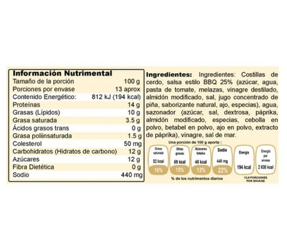 Costillas de Cerdo BBQ Member's Mark 1.36 kg - .