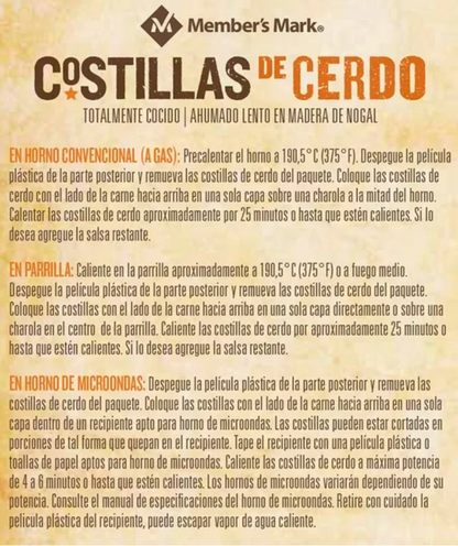 Costillas de Cerdo BBQ Member's Mark 1.36 kg - .