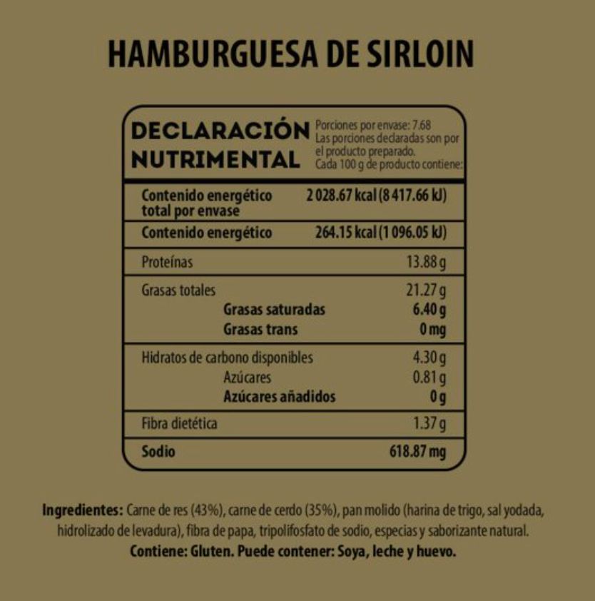 Carne Moldeada para Hamburguesa Bachoco Sirloin 2.4 Kg - .