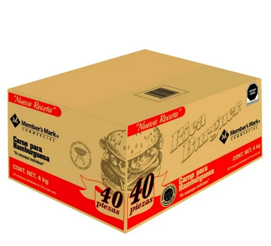Carne para Hamburguesas Member's Mark Rica Burguer Junior 40 piezas de 100 gr c/u - .