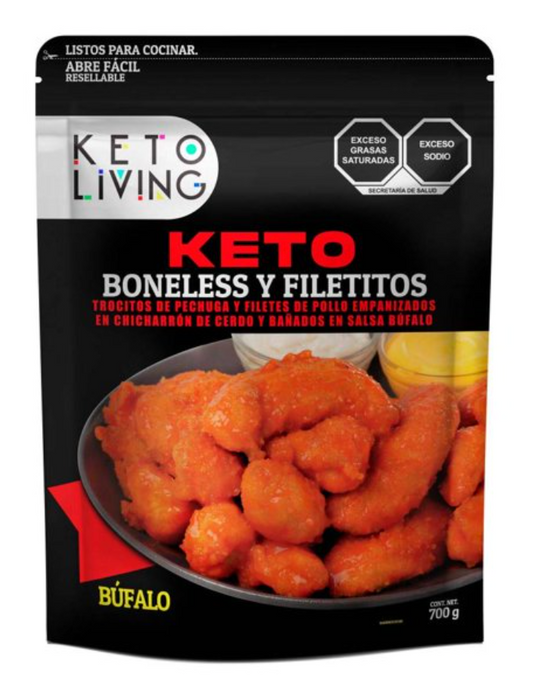 Boneless y Filetitos de Pollo Keto Living en Salsa Búfalo 700 g - .