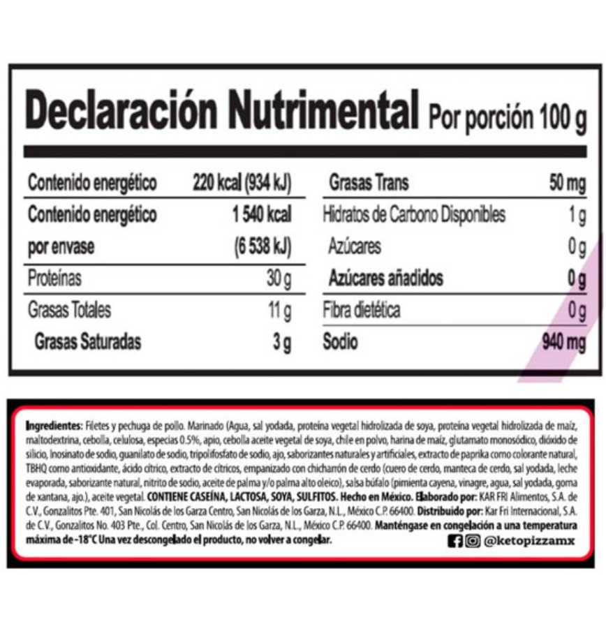 Boneless y Filetitos de Pollo Keto Living en Salsa Búfalo 700 g - .