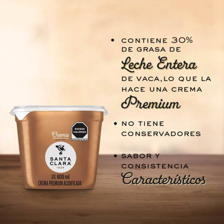 Crema Premium Acidificada Santa Clara 800 gr - .