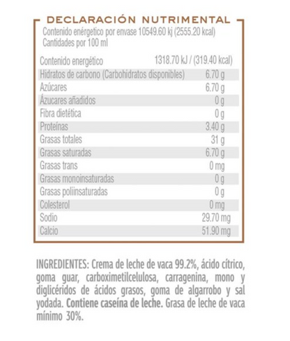 Crema Premium Acidificada Santa Clara 800 gr - .