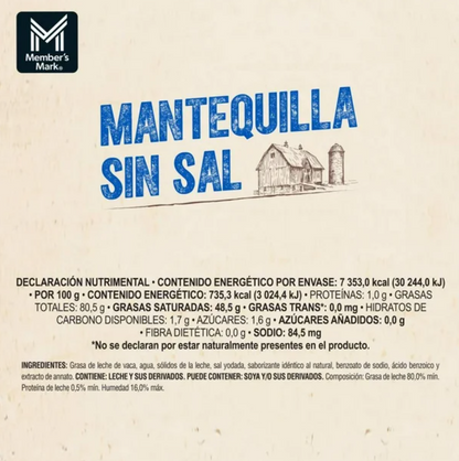 Mantequilla sin Sal Members Mark 1 kg - .