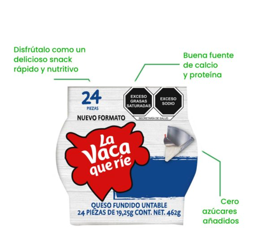 Queso Fundido La Vaca que Ríe 24 pzas de 19.25 g - .