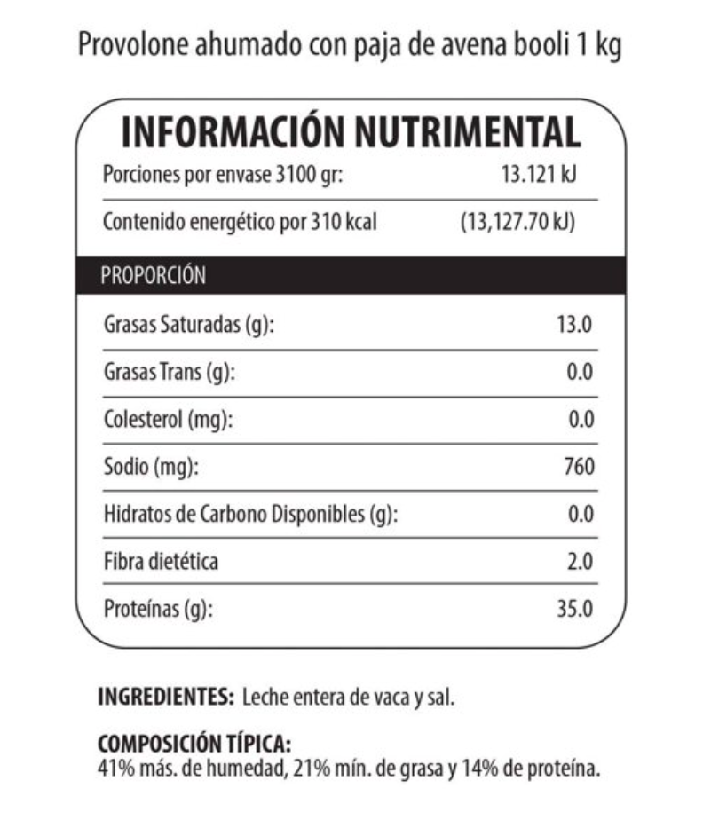 Queso Provolone Booli Ahumado con Paja de Avena 1 kg - .
