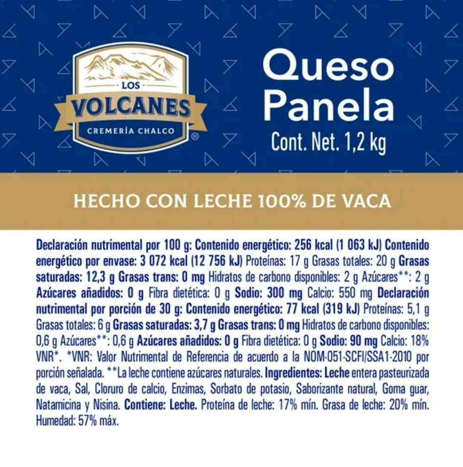 Queso Panela Volcanes 1.2 Kg - .