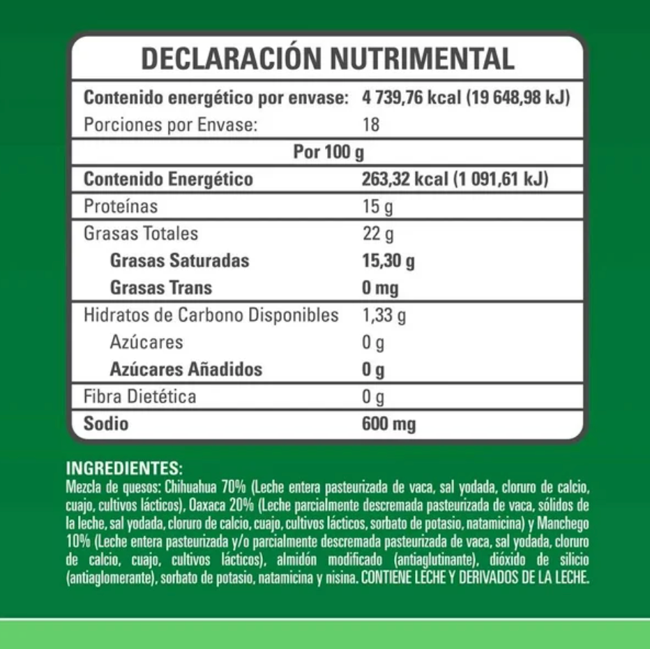 Queso Pizzero Esmeralda 1.8 kg - .