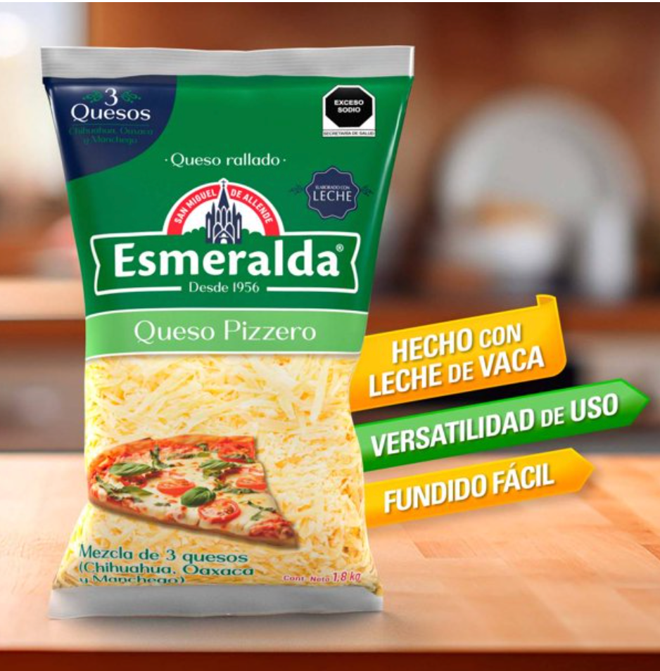 Queso Pizzero Esmeralda 1.8 kg - .