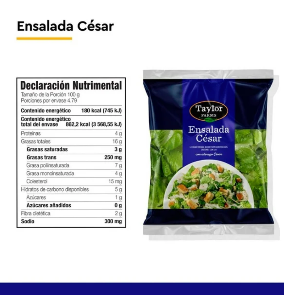 Ensalada Cesar Taylor Farms con Aderezo 479 g - .