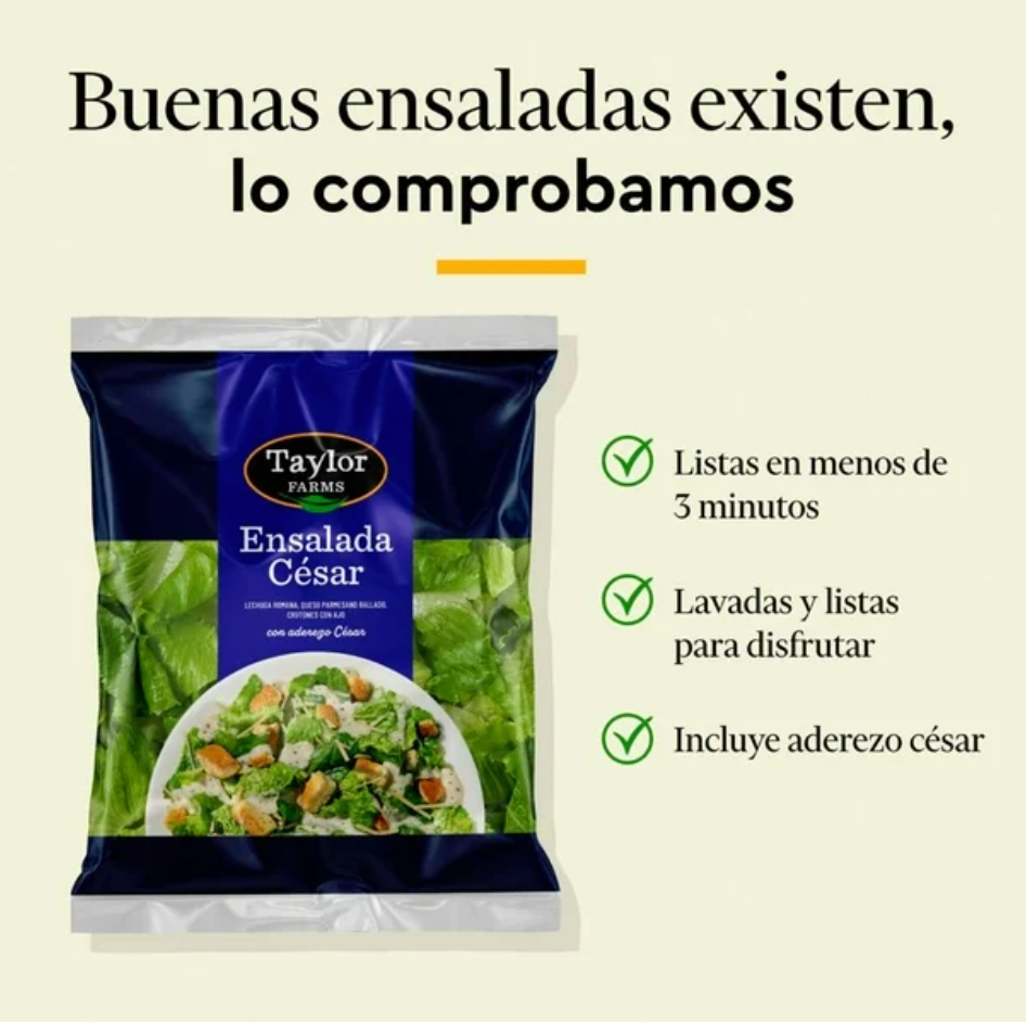 Ensalada Cesar Taylor Farms con Aderezo 479 g - .