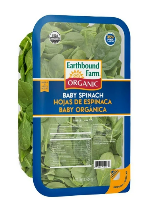 Espinaca Baby Orgánica Earthbound Farm 454 g - .