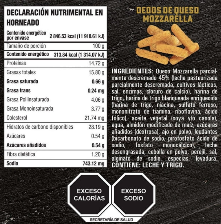 Dedos de Queso Mozarella Brew City 907 gr - .