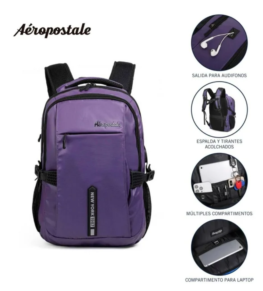 Backpack Aeropostale Portalaptop de 15" Morado - .