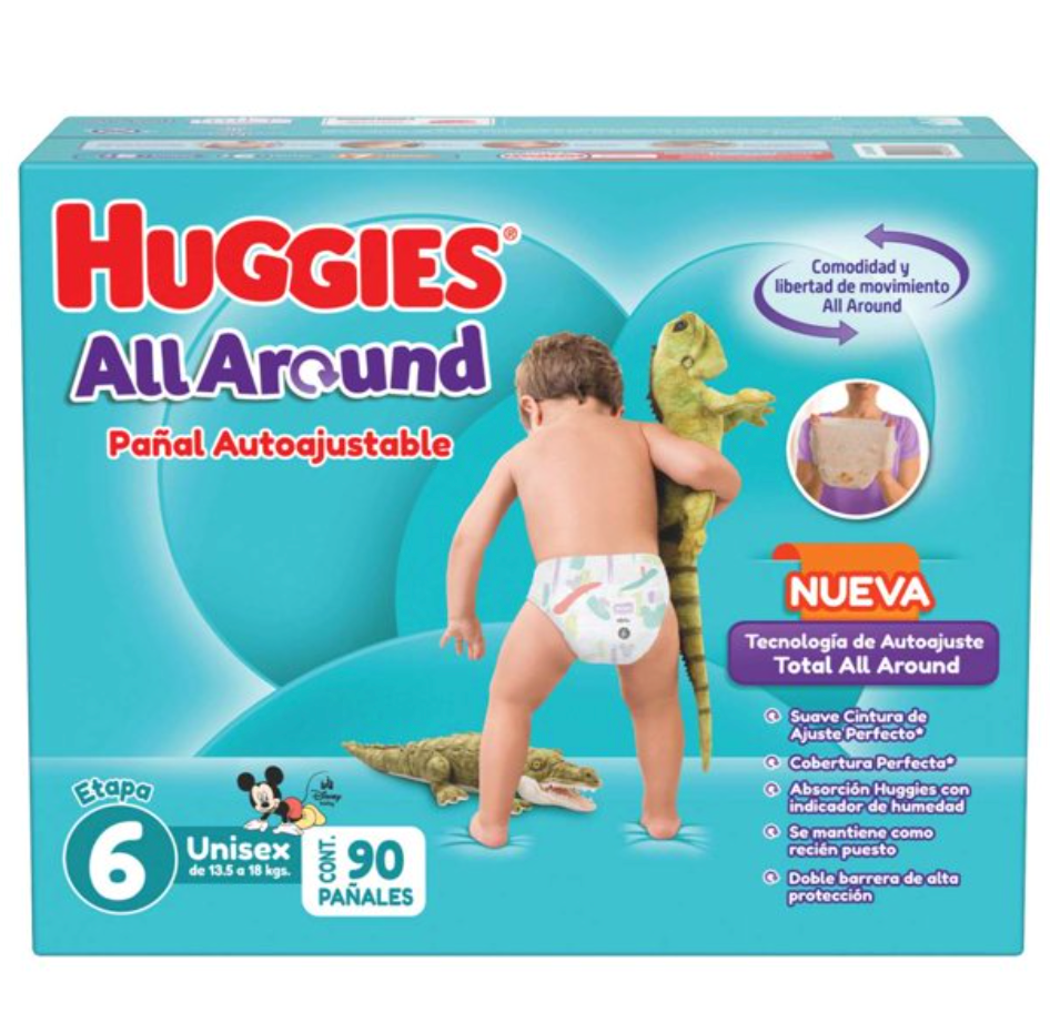 Pañales Huggies All Around Etapa 6 Unisex 90 pzas - .