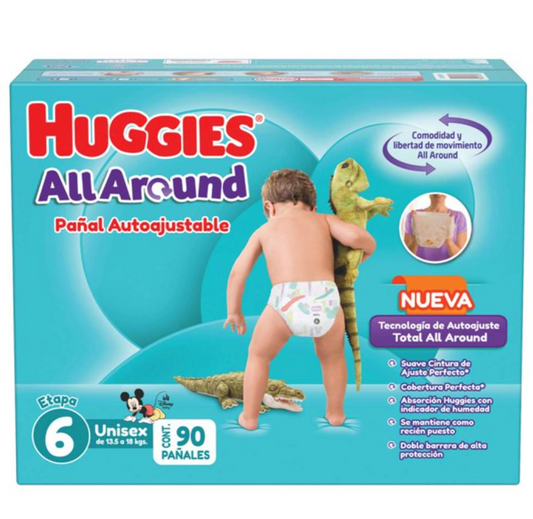 Pañales Huggies All Around Etapa 6 Unisex 90 pzas - .