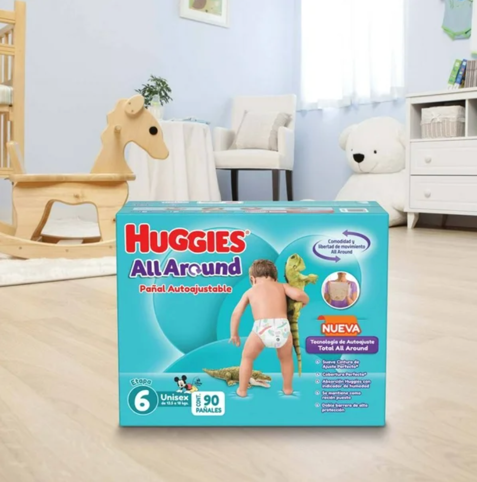 Pañales Huggies All Around Etapa 6 Unisex 90 pzas - .