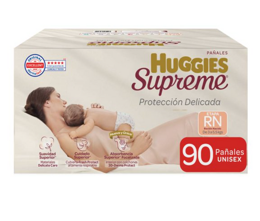 Pañales Huggies Supreme SUPREME Protección Delicada Recién Nacido 90 pzas - .