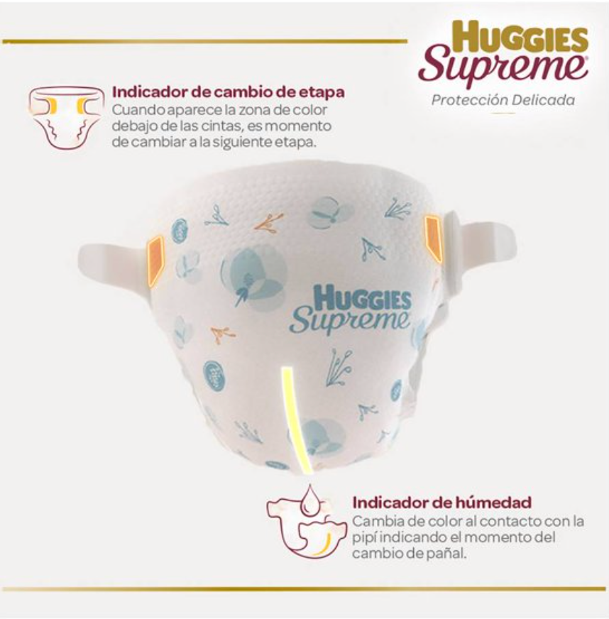 Pañales Huggies Supreme SUPREME Protección Delicada Etapa 5 90 pzas - .
