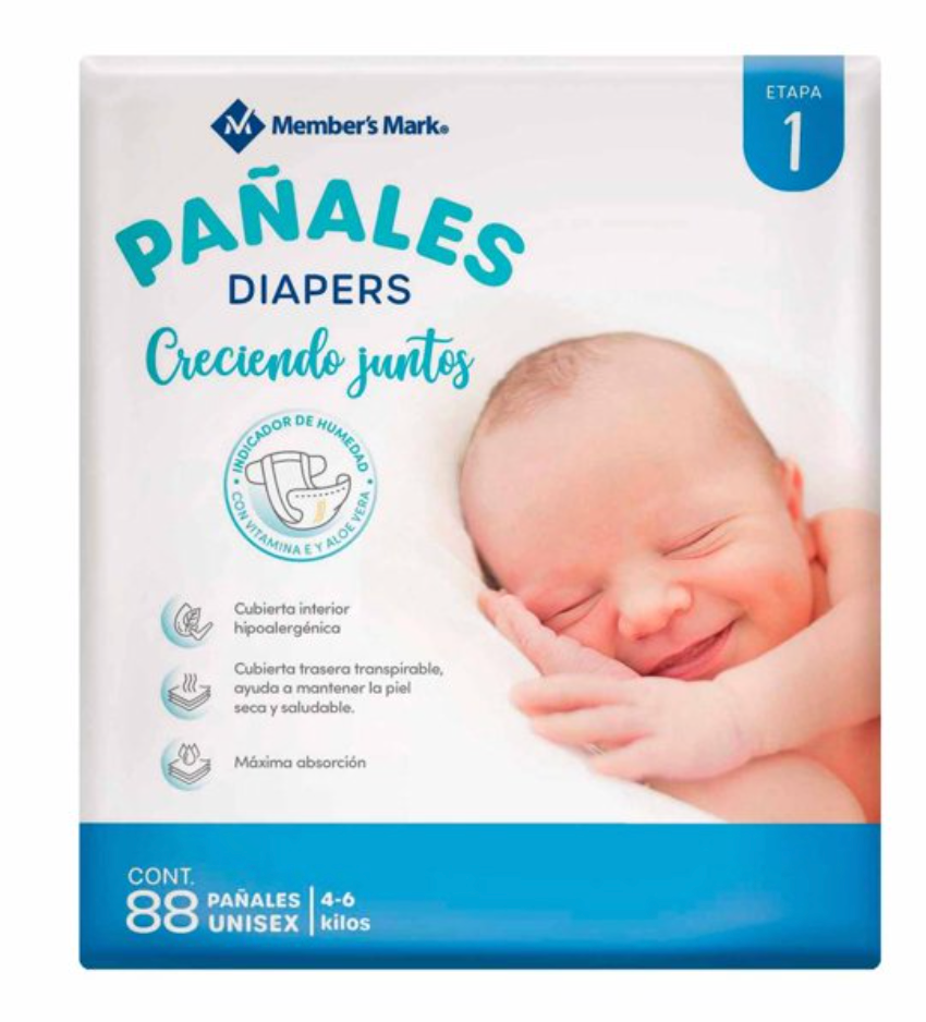Pañales Etapa 1 Member's Mark 88 pzas - .