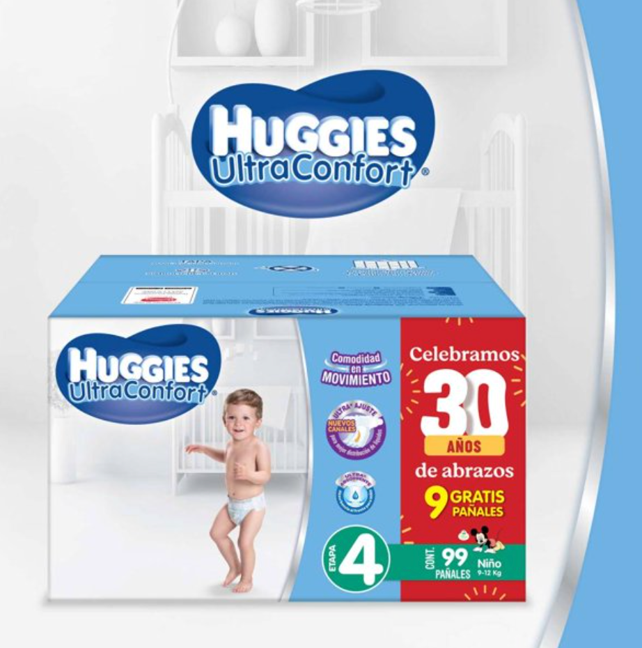Pañales Etapa 4 Huggies Ultraconfort Niño 99 pzas - .