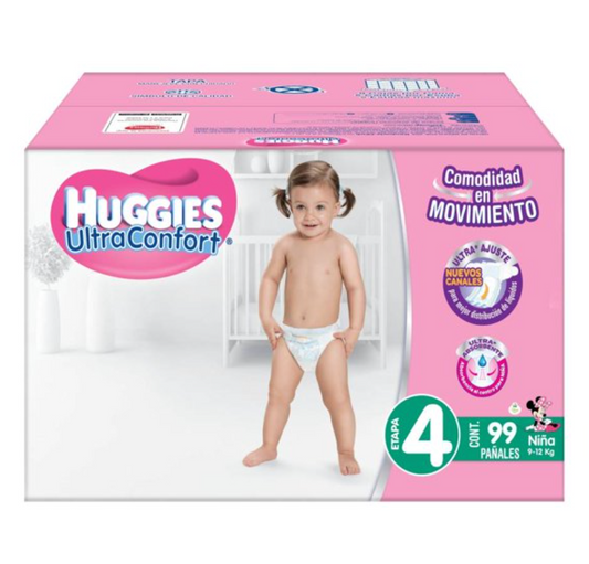 Pañales Etapa 4 Huggies Ultraconfort Niña 99 pzas - .