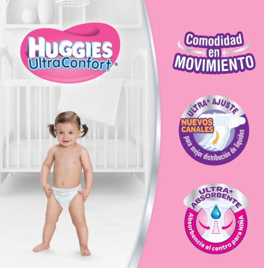 Pañales Etapa 4 Huggies Ultraconfort Niña 99 pzas - .